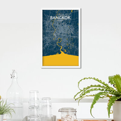 Bangkok City Map In Amuse - No Frame Print
