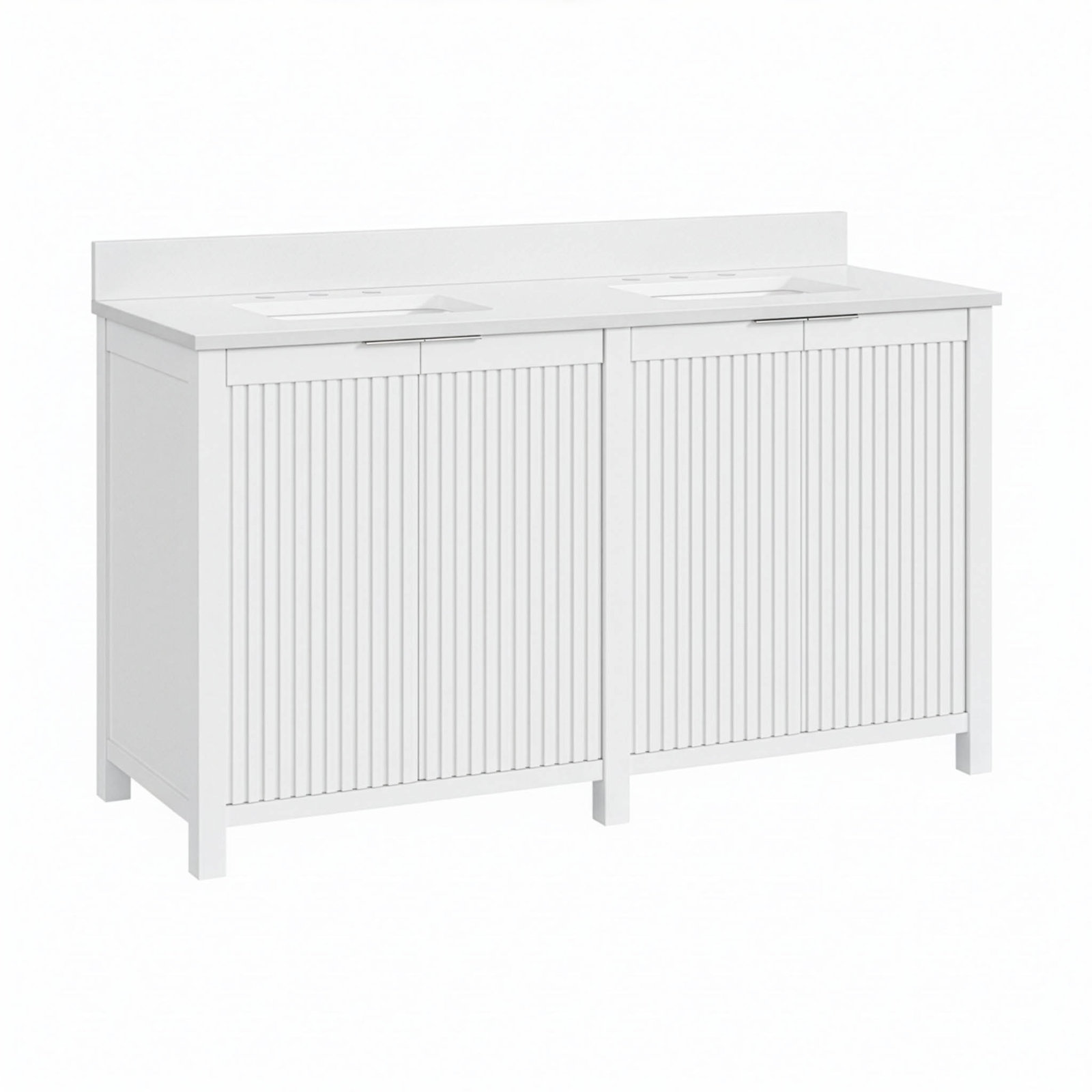 Through Lines 60" Cherry Double Bathroom Vanity, White
