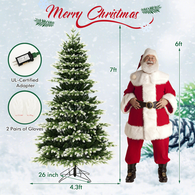 7 ft Green and White Christmas Tree with LED Lights and Remote