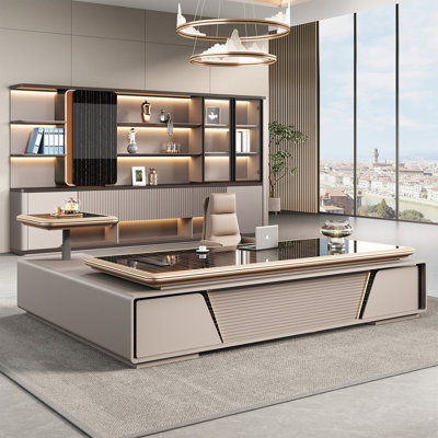 Bureau de direction 86,61 "simplifié de luxe en forme de L