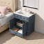 30'' Retro Blue Bathroom Vanity with Ceramic Sink - Solid Wood Frame Storage Cabinet with Soft Closing Doors-1038328655
