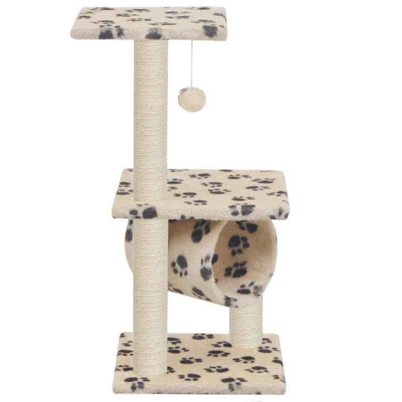 65cm Lochlan Cat Tree or Condo, Beige with paw print