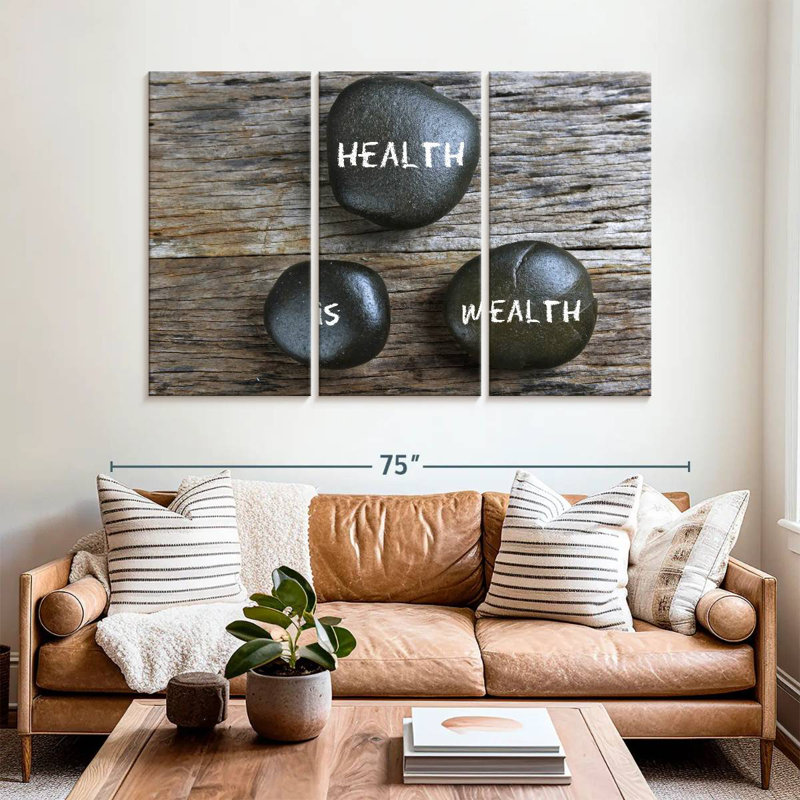 Alcaraz Health Is Wealth Stones, H 42 po x l 65 po