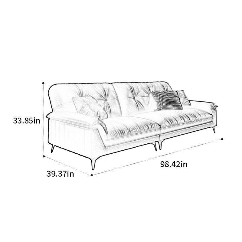 Canapé italien rétro, H 33,85 po x l 98,42 po x P 39,37 po, 4