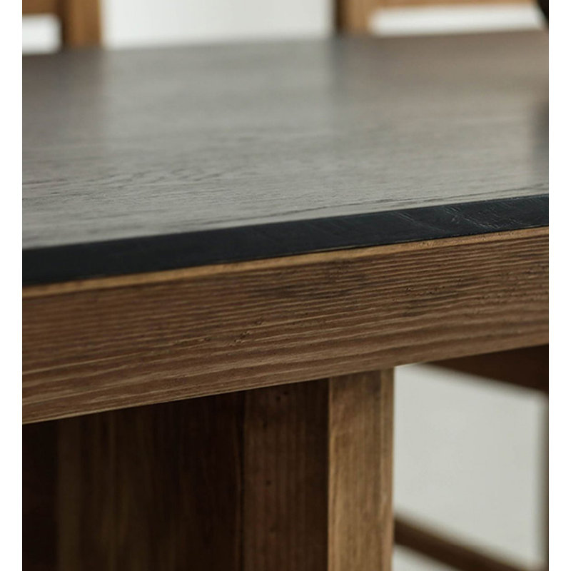 Black rectangular solid wood dining table