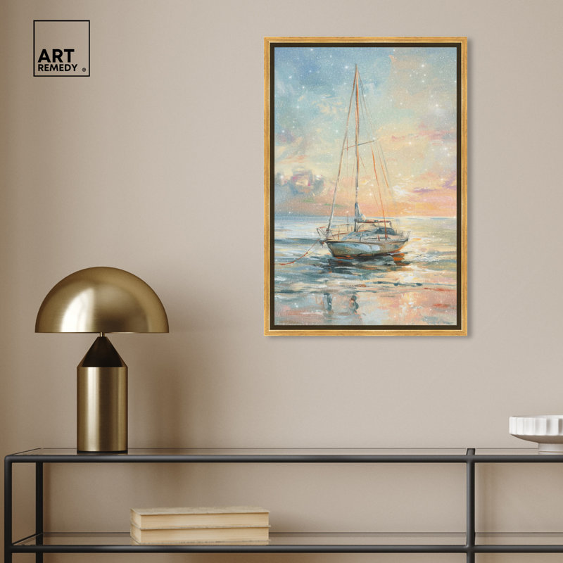 Gold Framed Boat on Shore Canvas Wall Art, 11 x 16
