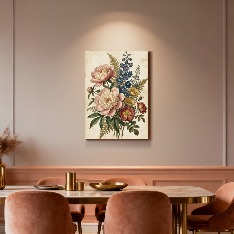 Bouquet floral, ensemble de 1 reproduction d'art sur toile tendue, H 18 po x l 12 po
