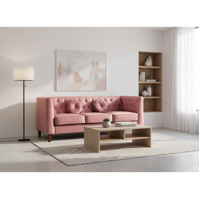 square design 81.5 wide velvet sofa, Rose