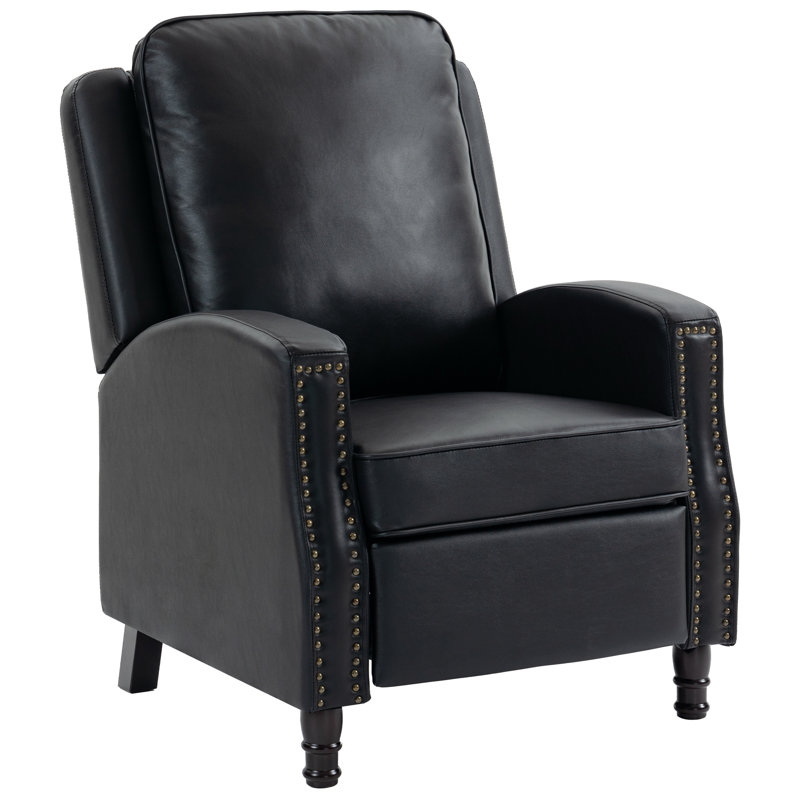 Leather Nailhead Recliner, Black