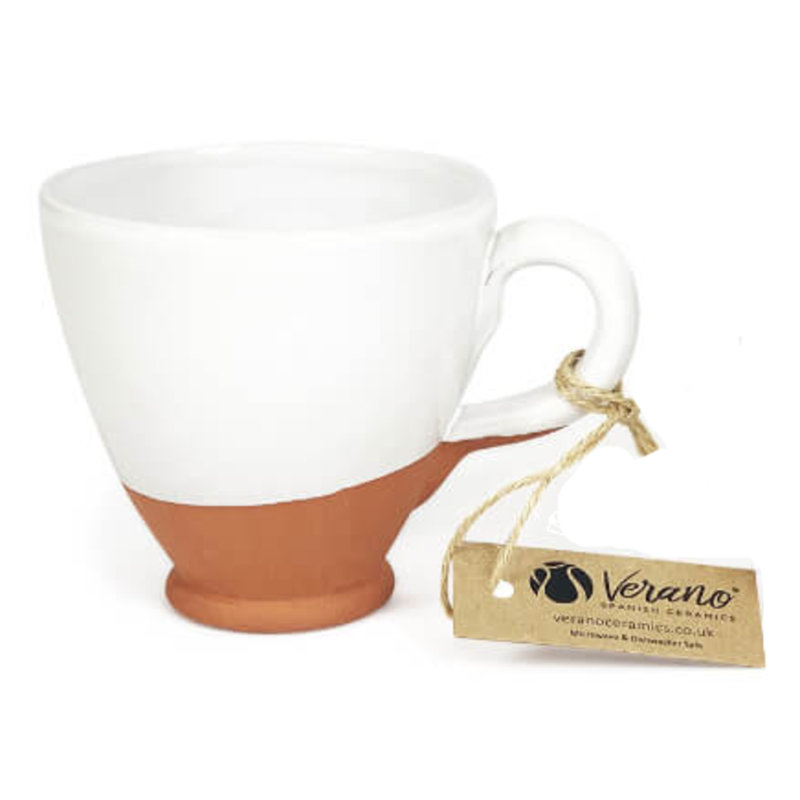 Verano Rustic Pastel Handmade Ceramic Coffee Mug, White