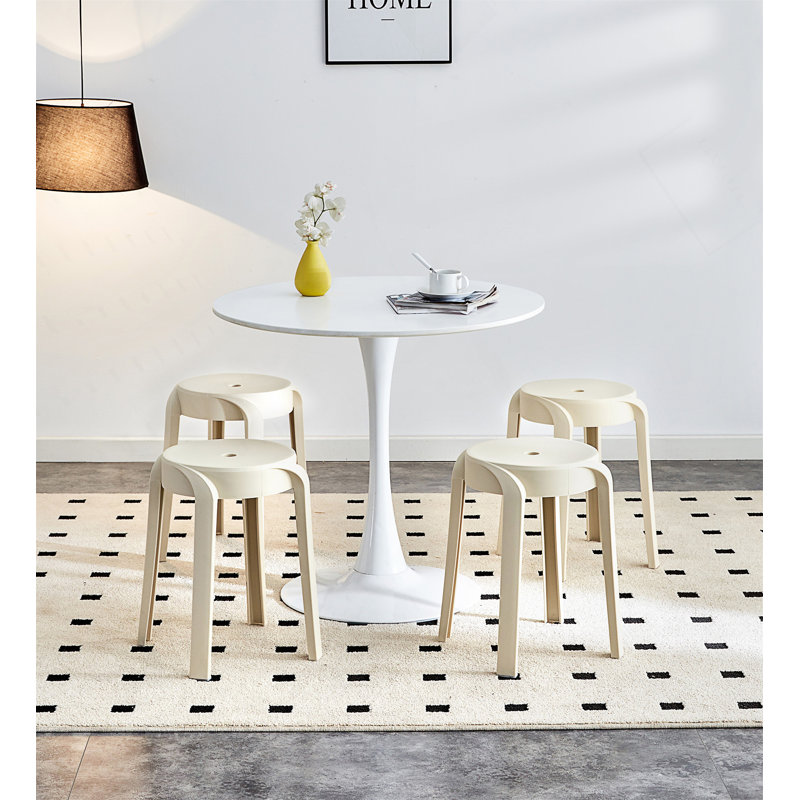 Stackable Plastic Stools, Beige