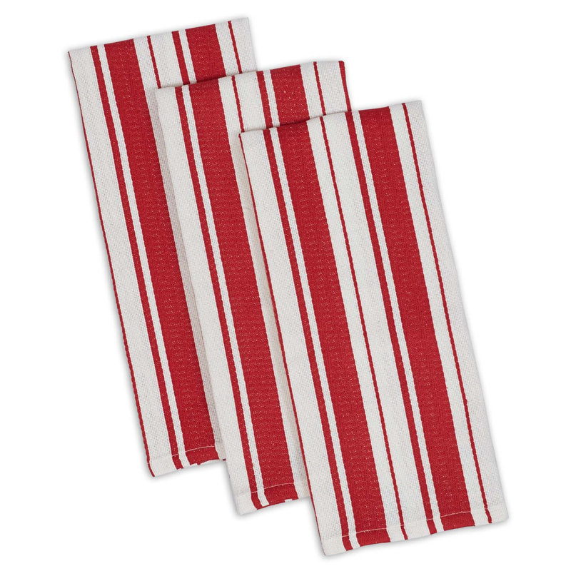 Alverez Cotton Stripe Dish Cloth Kitchen Towel, Striped Tomato