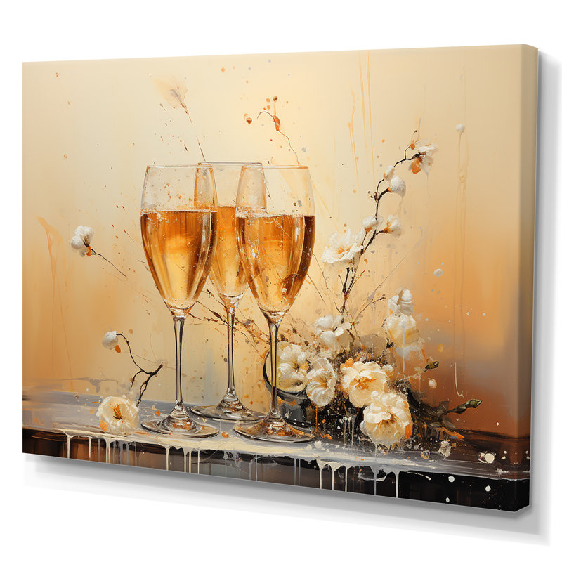 French Champagnes Cheers II - Imprimé, Toile tendue, H 24 po x l 32 po x P 1 po