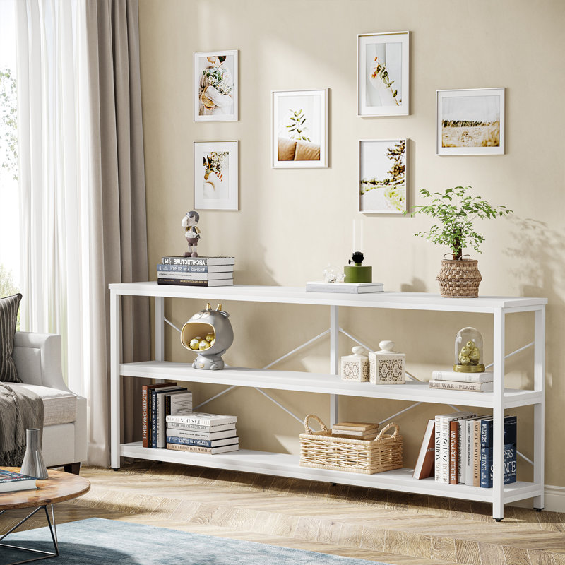 Console en bois manufacturé l 70,87 po avec structure en métal Jeyden , Plateau blanc / base blanche