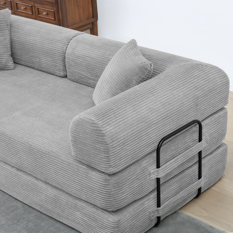 Convertible Sleeper Sofa, Foldable Floor Couch No Assembly, Light Gray