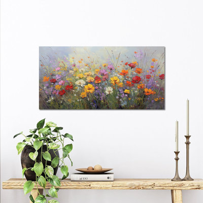  Printemps, impression murale sur toile, œuvres d'art sur toile de fleurs botaniques, grande affiche de peinture de fleurs sauvages pour le salon, cadeau de bureau de chambre à coucher, 12 po x 24 po