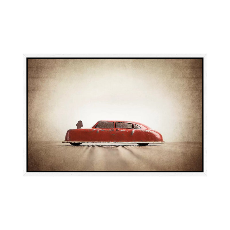Argo Red Car - Print on Canvas, 101.6 cm H x 66.04 cm W, White Framed