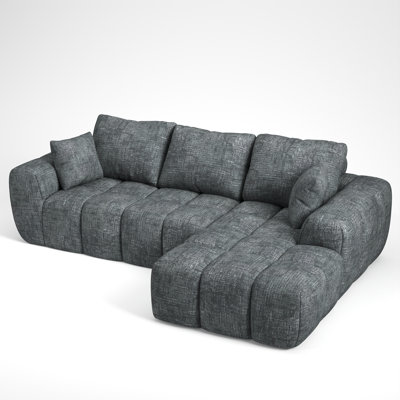 101" 2-Piece Chenille Upholstered Sectional, No Assembly Required Modern L-Shaped Couch Sofa Chaise & (Right Hand,Dark Gray)