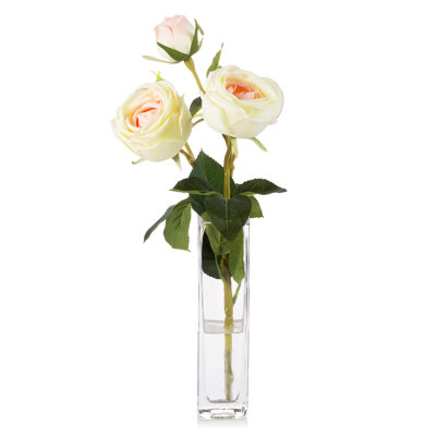 Faux Silk Rose Arrangement in Vase