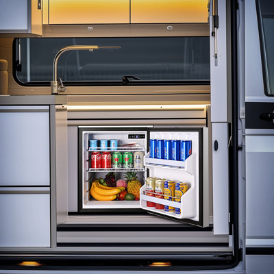 Réfrigérateur 63,4 Qt 12V Rv, réfrigérateur de voyage portable avec modes à DEL et double (32? -50?), Refroidisseur à compresseur pour bateau, bateau, caravane, camion et camping, 12 / 24V DC, argent