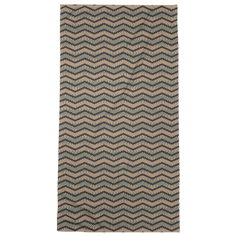 Serviette de bain à chevrons ondulés Stephenie, Noir / Orange