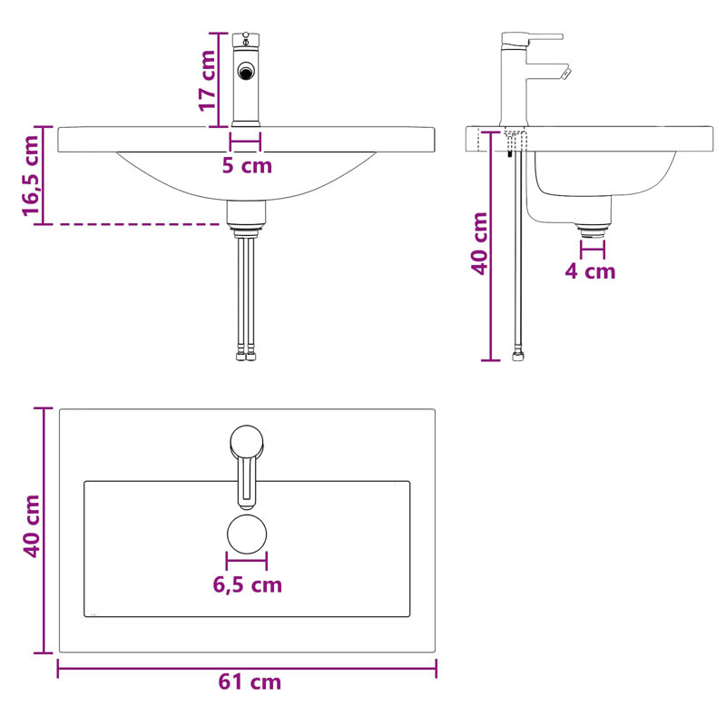 Belfry Bathroom 400mm W Metal Sink, Chrome