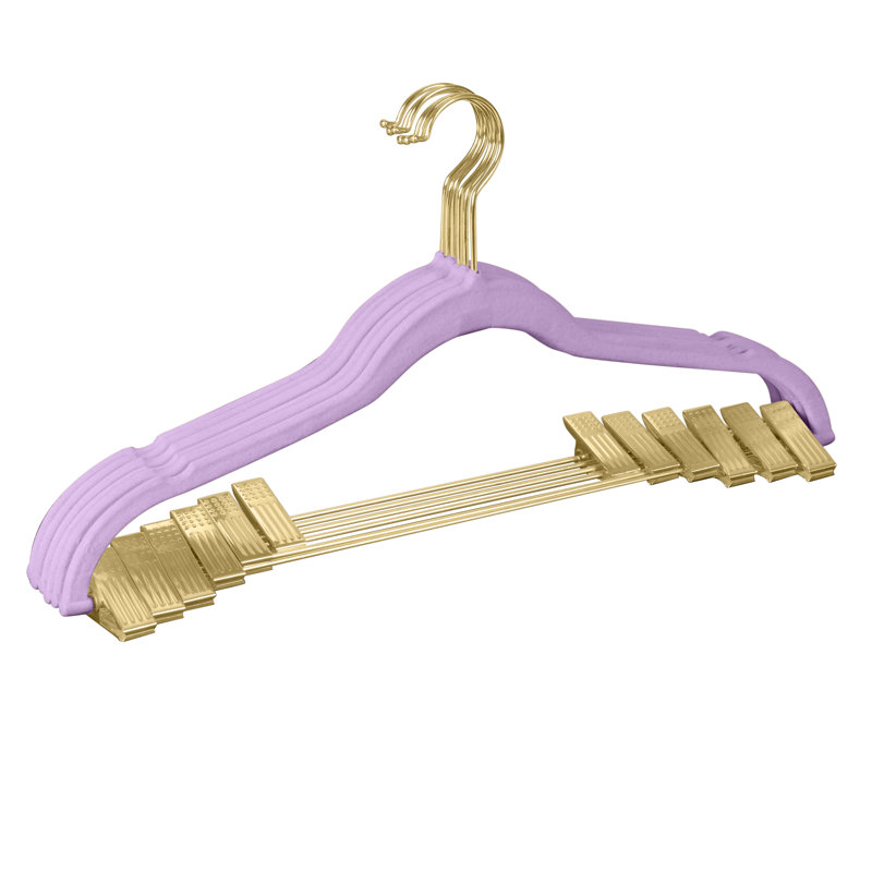 6 Pack Velvet Hangers with Clips, Purple