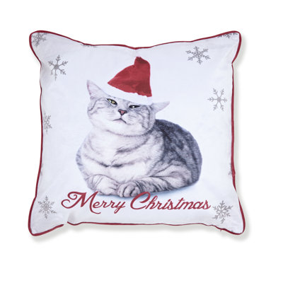 Merry Christmas Cat Cushion Cover