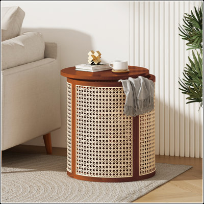 Table de bout ronde chic de 15,70 po au design tissé creux, facile à assembler, idéale pour un décor moderne et traditionnel
