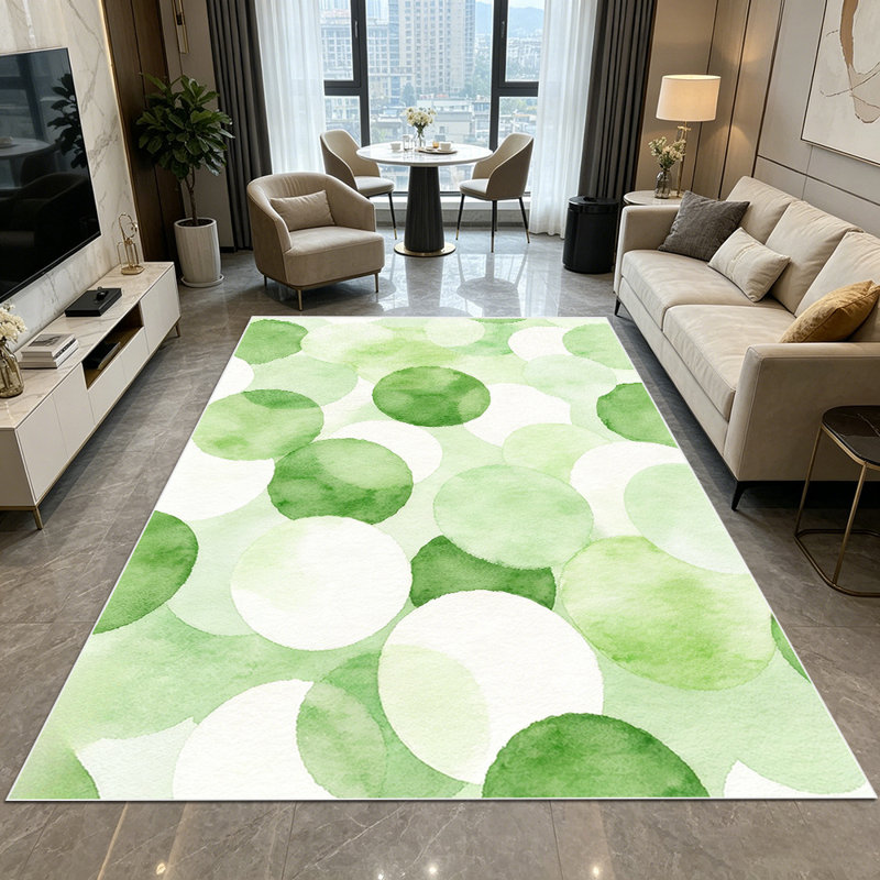 1PC Watercolor Green Polka Dot area rugs for Living Room, Soft and Comfortable, Suitable for all seasons, easy-to-maintain, machine washable Indoor floor mat, Under Table Farmhouse suitable for dining room, bedroom, kitchen, entryway, balcony,