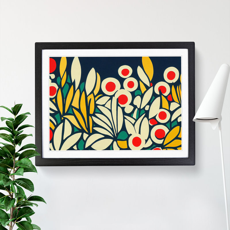 Flower Market Abstract - Single Picture Frame Print, Black, 46cm H x 64cm W x 2cm D