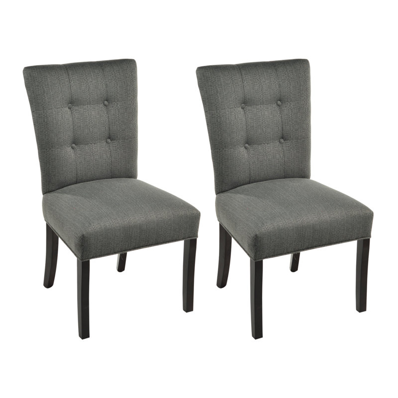 18'' H Tufted Upholstered Side Chair, Candice Charcoal