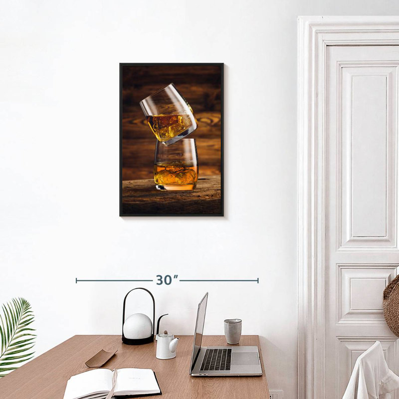 Whisky On Whisky, Cadre flottant noir, 17 po x 25 po