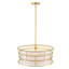 Luminaire suspendu tambour 3 lumières avec abat-jour en tissu et cage métallique Beckles-531646281