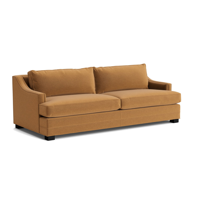 Keaton Slope No Nail 94 Sofa, Black, Performance Velvet - Hazelnut