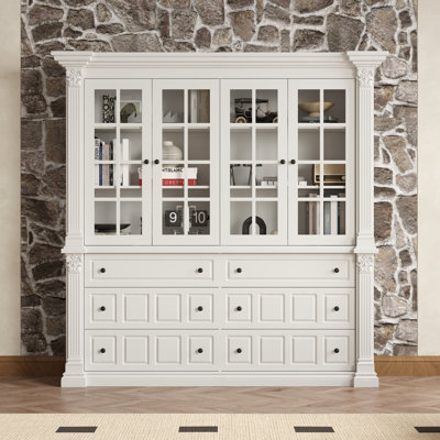 White Display Cabinet With Glass Door