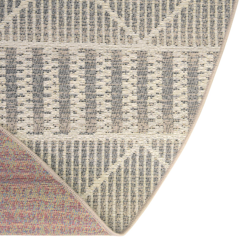 Tapis rayé intérieur / extérieur Azed, Rond 7 pi 10 po