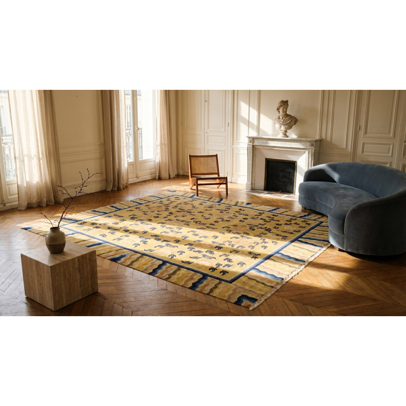Antique Allover Floral Hand Knotted Pile Rug