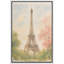 Tour Eiffel Paris Landmark avec doux arbres verts et roses, décoration murale, impression sur toile encadrée-867531341-867531382