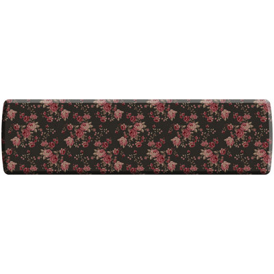 Tapis de cuisine anti-fatigue Rose de jardin anglais en noir