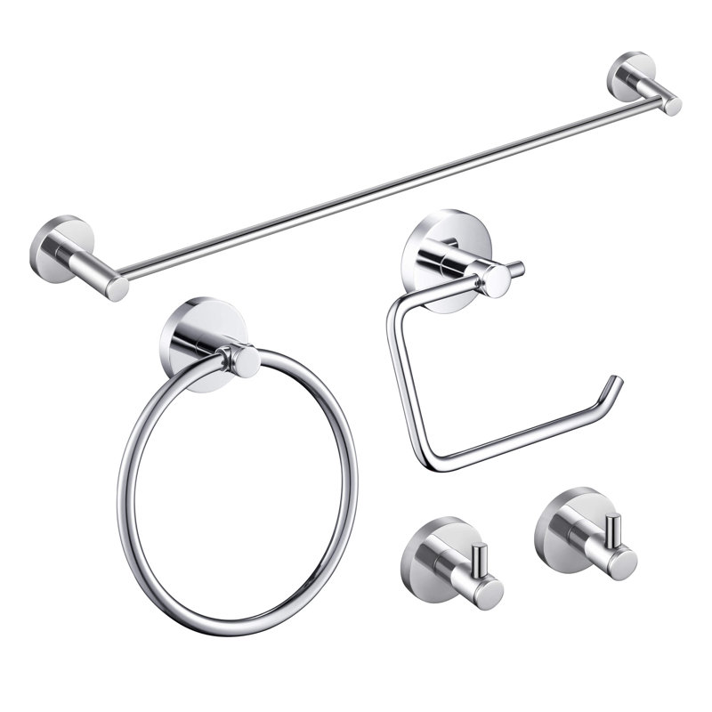 Ensemble de quincaillerie de salle de bain 5 pièces, Chrome