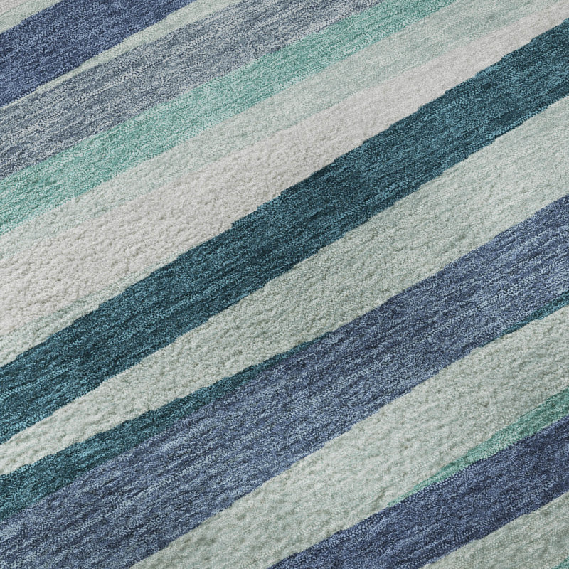 Premium Machine Washable Natoma AMF997 Stripes Rug, Rectangulaire 8 pi x 10 pi