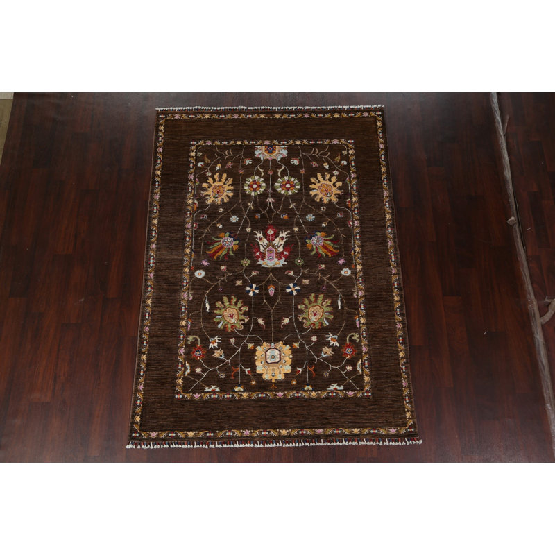 Quadell One-of-a-Kind 5'8" X 7'11" New Age Wool Area Rug in Brown