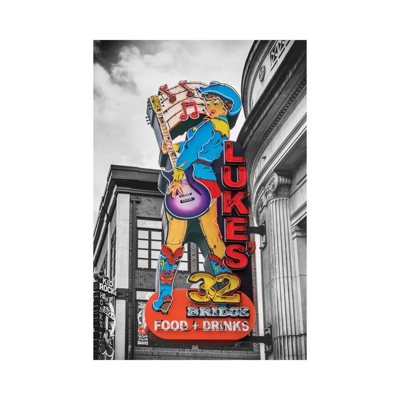 Nashville Lukes Neon Sign by Susanne Kremer - Print on Canvas, Wrapped Canvas, 101.6cm H x 66.04cm W x 1.91cm D