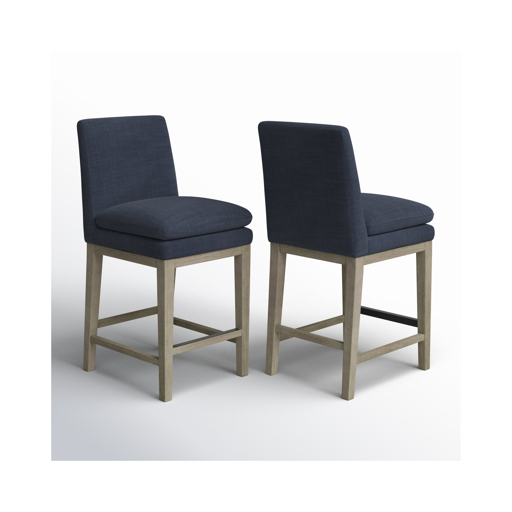 Bethea Upholstered Counter Stool, Effie Insignia Blue Performance Linen