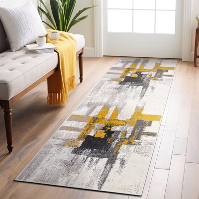 Doucette Abstract Ivory/Gold/Gray Area Rug