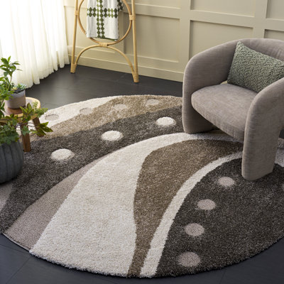 Tapis brun à motif abstrait Kerio