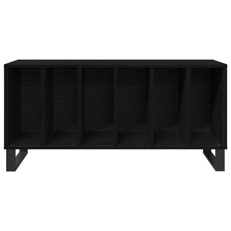 Record Cabinet with Shelf with Storage Engineered Wood Media Home Unit, Black Oak