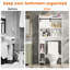 Armoire de rangement de salle de bain au-dessus de la toilette avec porte coulissante, organisateur compact de 7,5 po de profondeur avec tablettes à 3 niveaux et porte-papier hygiénique