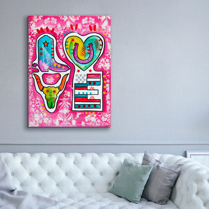  «Western Love» par Dean Russo, art mural sur toile, 40 po x 54 po